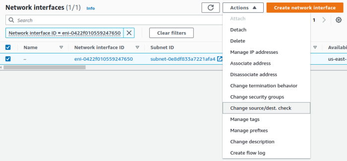 change source dest check