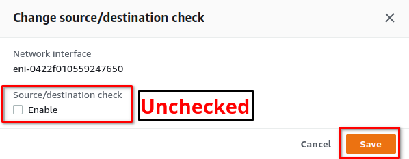 change source dest check